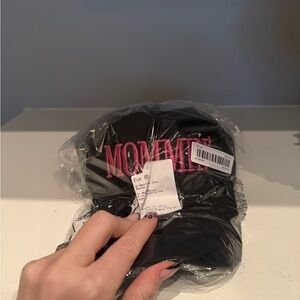 Black Cap with Pink Embroidery Mommin